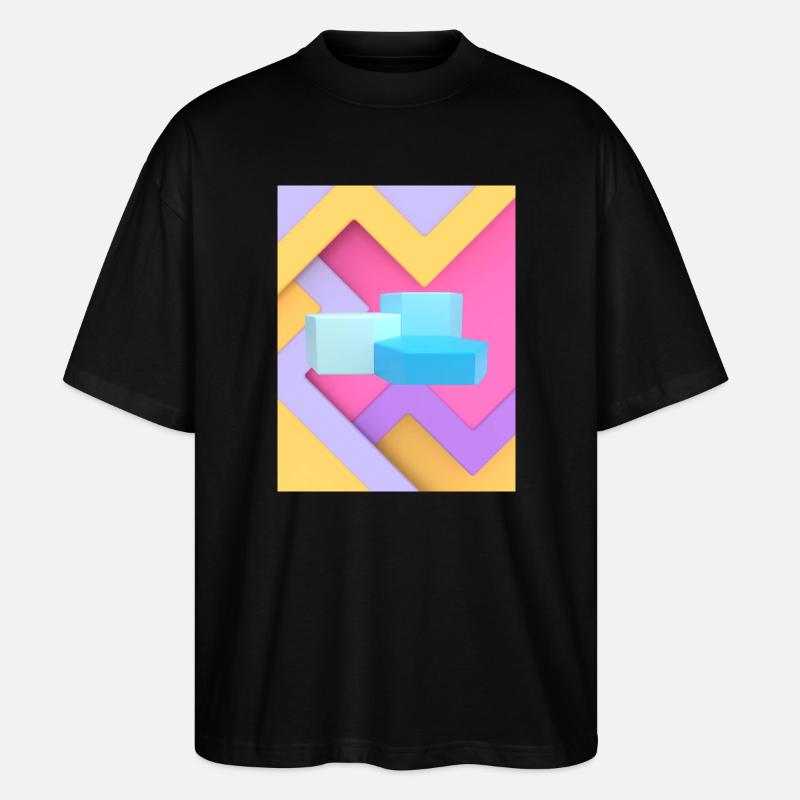 Pastellfarbenes geometrisches Pod-Design - Stanley/Stella Oversized Unisex Bio T-Shirt Blaster 2.0 - Schwarz