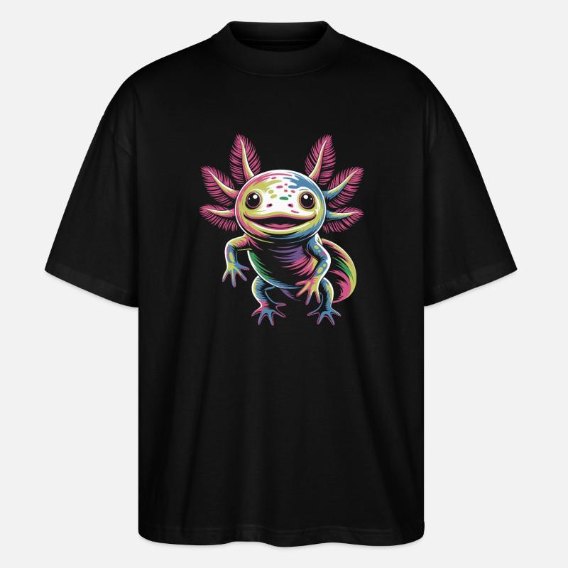 Farbenfroher Axolotl - Stanley/Stella Oversized Unisex Bio T-Shirt Blaster 2.0 - Schwarz