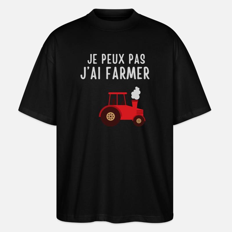 Humorous farmer in tractor - Stanley/Stella Oversized Unisex Organic T-shirt Blaster 2.0 - black