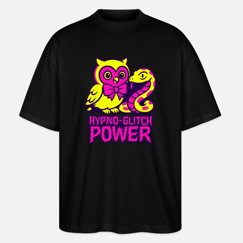 Hypno Glitch Owl and Snake - Stanley/Stella Oversized Unisex Bio T-Shirt Blaster 2.0 - Schwarz
