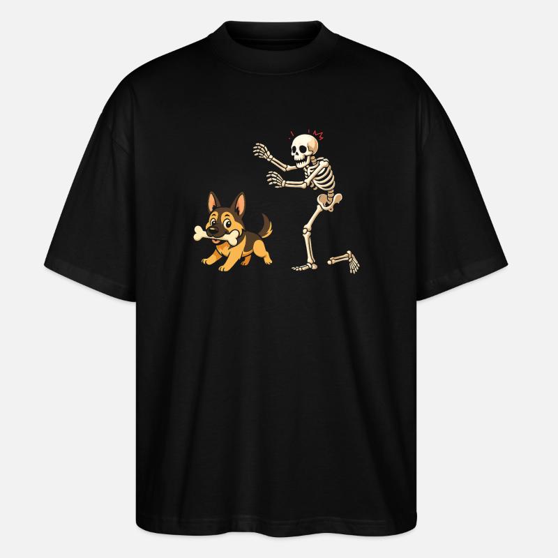 Deutsches Schäferhund-Skelett - Stanley/Stella Oversized Unisex Bio T-Shirt Blaster 2.0 - Schwarz