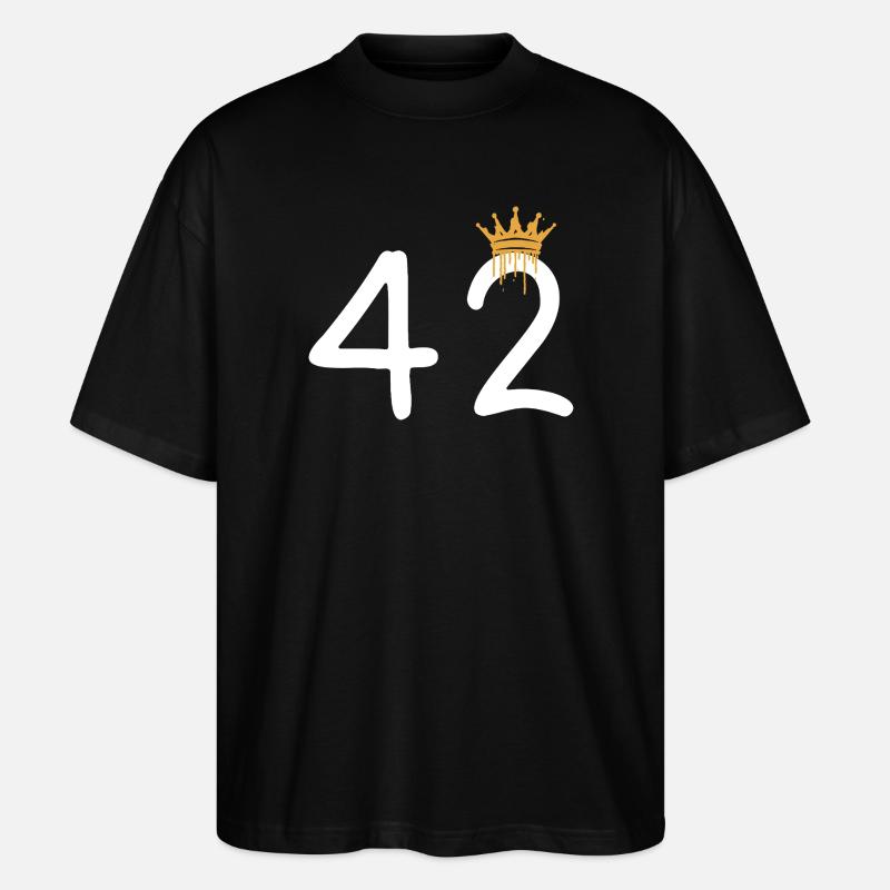 Graffiti-Zahl 42 mit Krone - Stanley/Stella Oversized Unisex Bio T-Shirt Blaster 2.0 - Schwarz