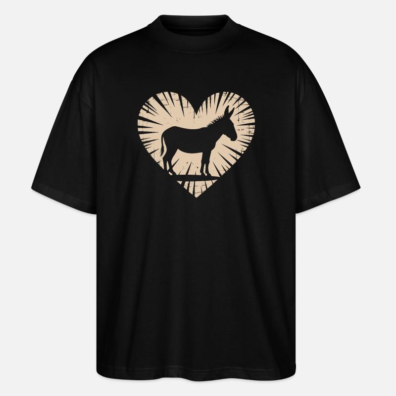 Herz mit Esel Silhouette - Stanley/Stella Oversized Unisex Bio T-Shirt Blaster 2.0 - Schwarz