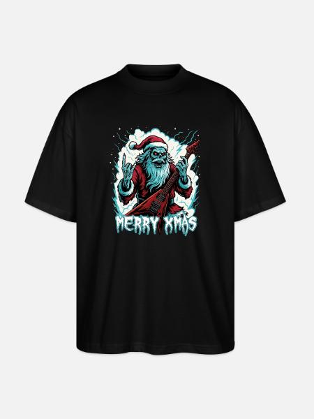 Santa Doom mit E-Gitarre - Stanley/Stella Oversized Unisex Bio T-Shirt Blaster 2.0 - Schwarz