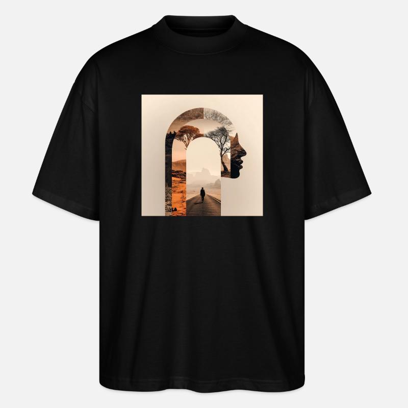 Introspektive Reise mit Natursilhouette - Stanley/Stella Oversized Unisex Bio T-Shirt Blaster 2.0 - Schwarz