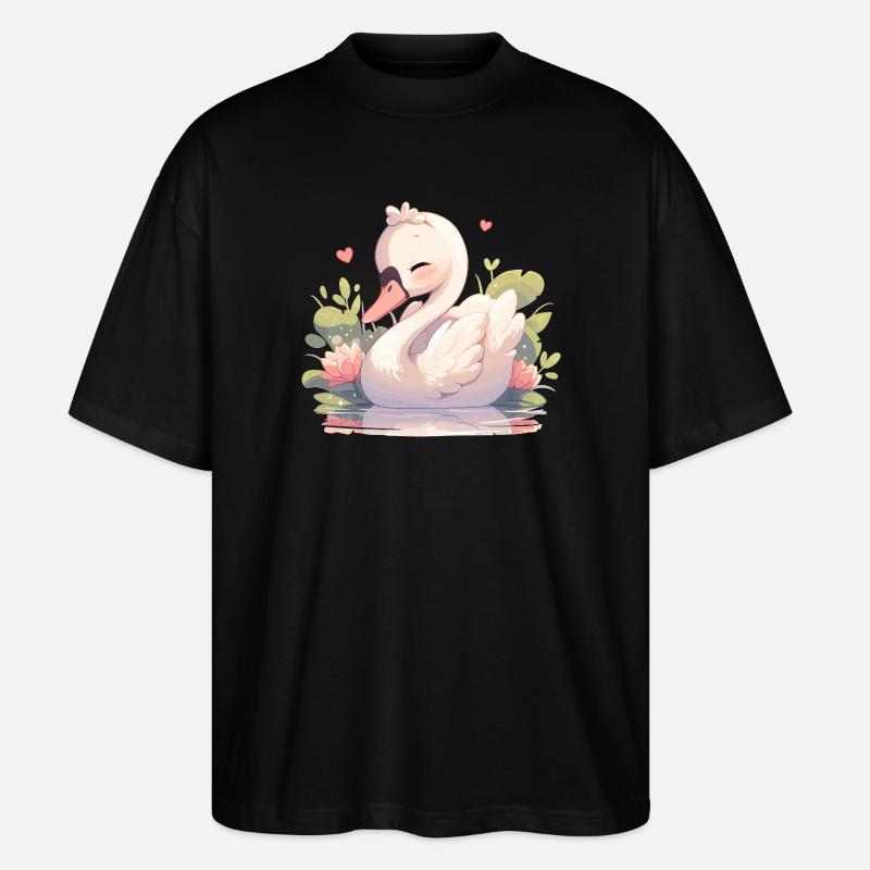 Schwäne Schwan - Stanley/Stella Oversized Unisex Bio T-Shirt Blaster 2.0 - Schwarz