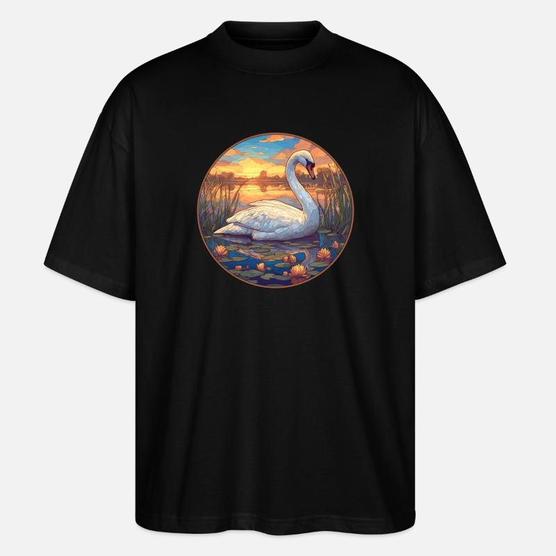 Schwäne Schwan - Stanley/Stella Oversized Unisex Bio T-Shirt Blaster 2.0 - Schwarz