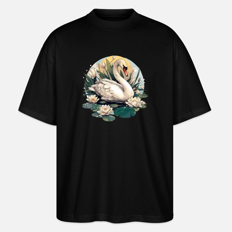 Schwäne Schwan - Stanley/Stella Oversized Unisex Bio T-Shirt Blaster 2.0 - Schwarz