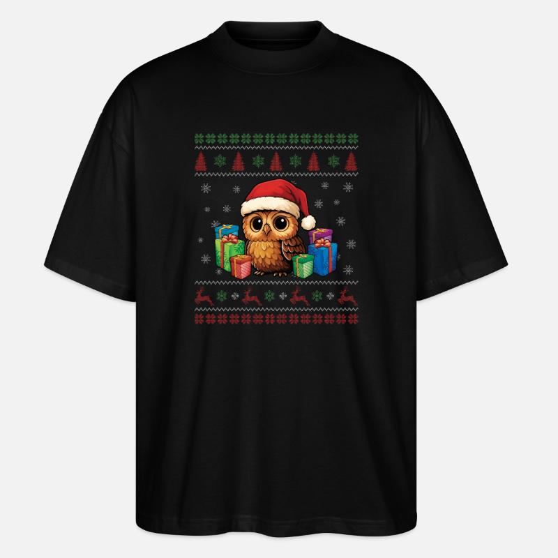 Santa Ugly Christmas Eule - Stanley/Stella Oversized Unisex Bio T-Shirt Blaster 2.0 - Schwarz