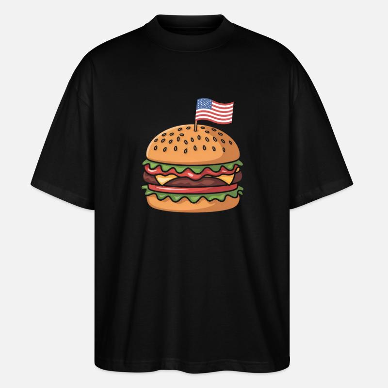 Cheeseburger Patriotic Independence Day 4th of - Stanley/Stella Oversized Unisex Bio T-Shirt Blaster 2.0 - Schwarz