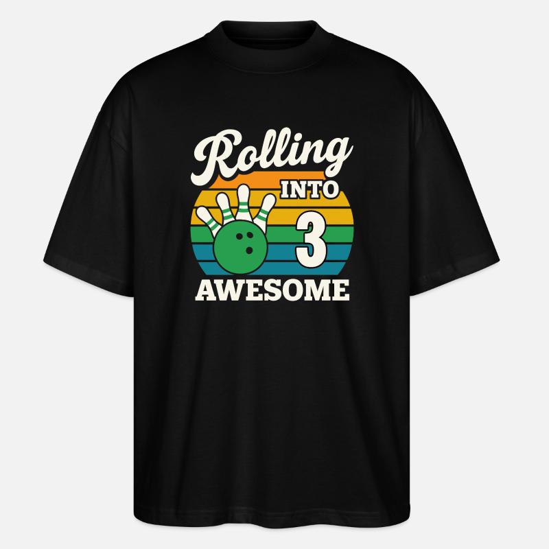Rolling Into 3 Birthday Design - Stanley/Stella Oversized Unisex Organic T-shirt Blaster 2.0 - black