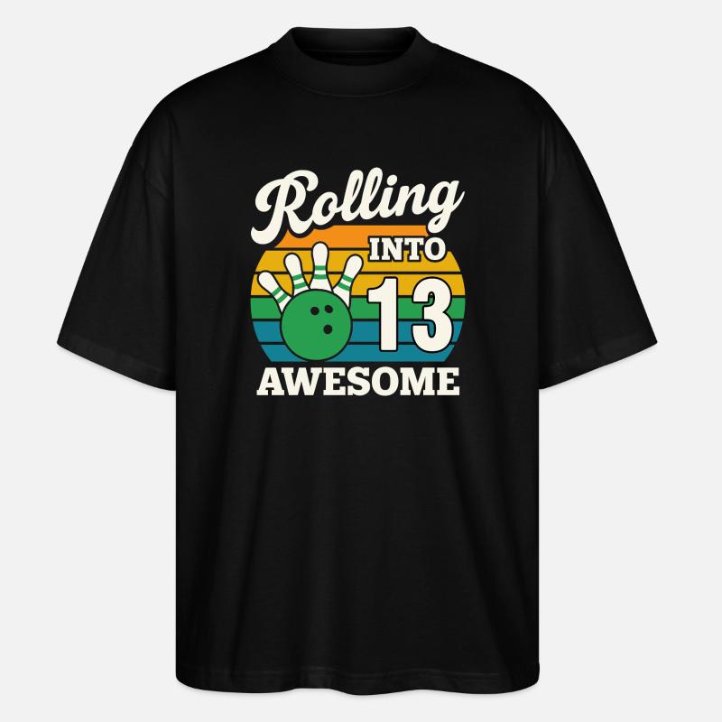 Retro Bowling 13e anniversaire Tee - T-shirt bio Blaster 2.0 coupe oversize Stanley/Stella Unisexe - noir
