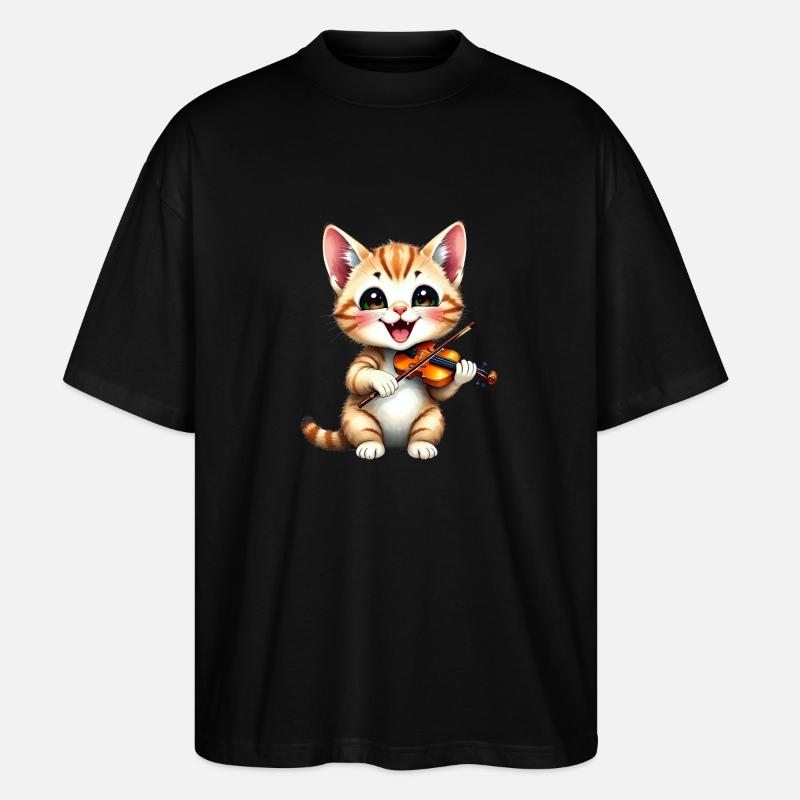 Kätzchen spielt Geige - Stanley/Stella Oversized Unisex Bio T-Shirt Blaster 2.0 - Schwarz