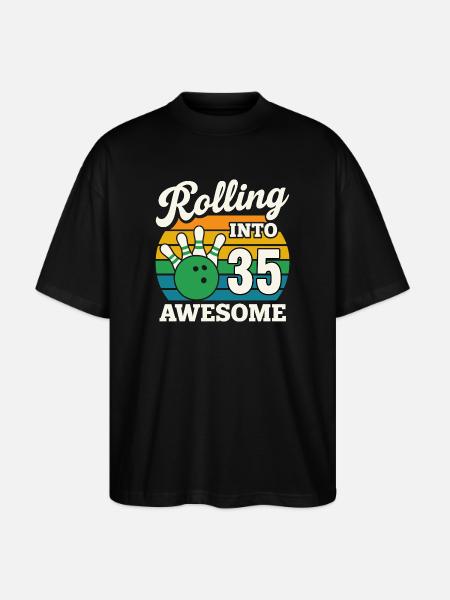 Retro Bowling 35th Birthday Design - Stanley/Stella Oversized Unisex Organic T-shirt Blaster 2.0 - black