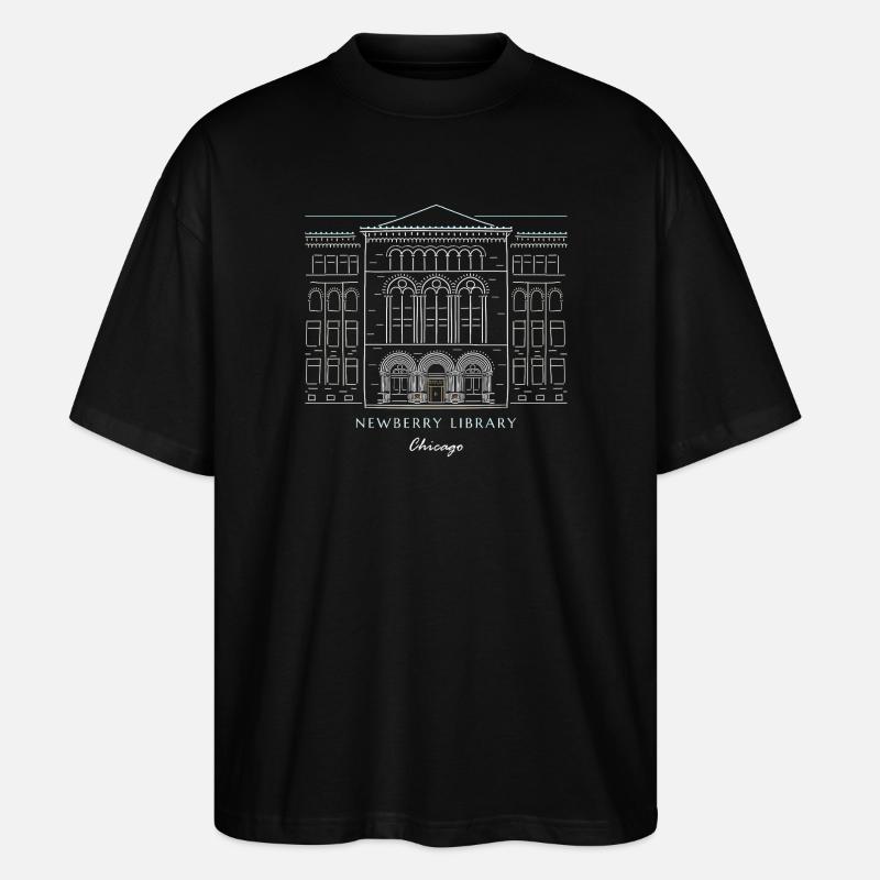 Historisches Chicago Bibliotheksdesign - Stanley/Stella Oversized Unisex Bio T-Shirt Blaster 2.0 - Schwarz