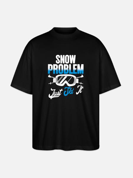 Ski Skier Wintersport Snow Problem - Stanley/Stella Oversized Unisex Organic T-shirt Blaster 2.0 - black