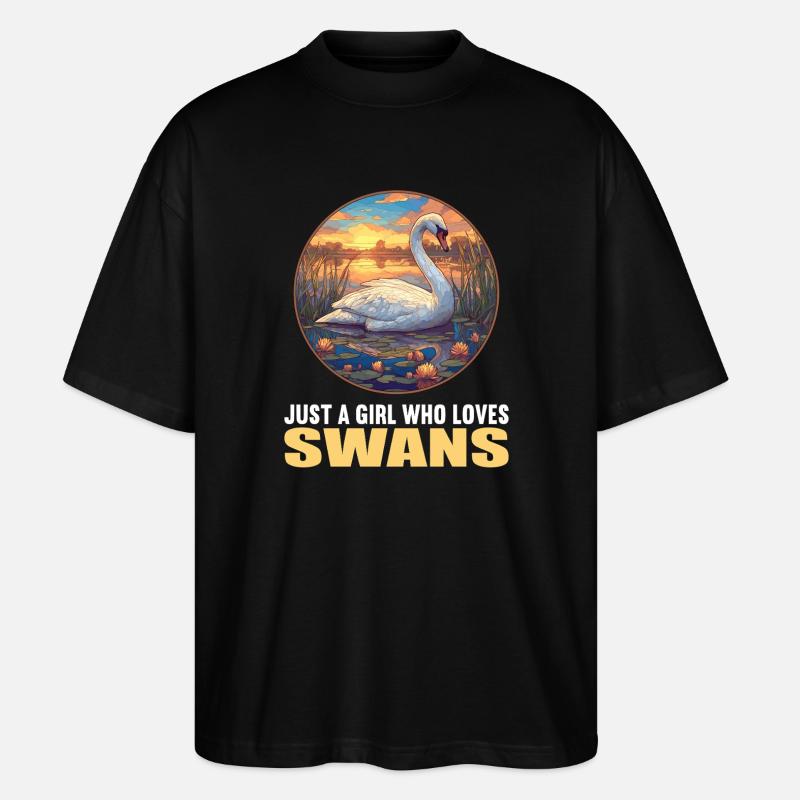 Schwäne Schwan - Stanley/Stella Oversized Unisex Bio T-Shirt Blaster 2.0 - Schwarz