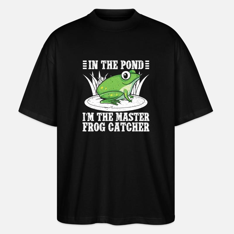 Master Frog Catcher Cartoon Design - Stanley/Stella Oversized Unisex Organic T-shirt Blaster 2.0 - black