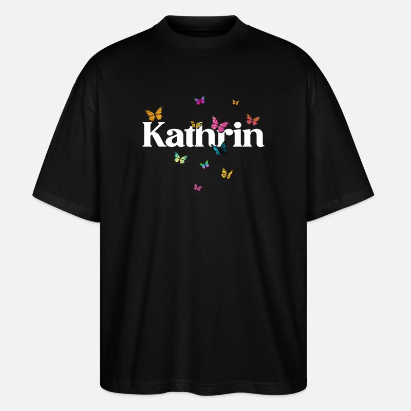 Schöner Mädchenname mit Schmetterlingen KATHRIN - Stanley/Stella Oversized Unisex Bio T-Shirt Blaster 2.0 - Schwarz