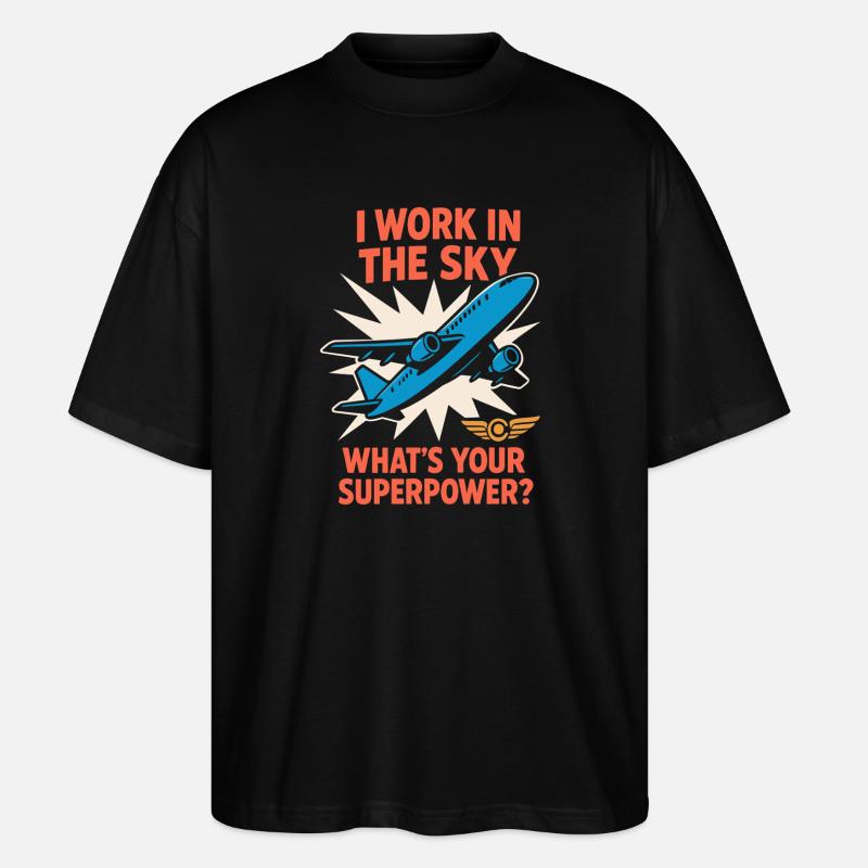 Flugbegleiter Kabinencrew Leben Luftfahrt - Stanley/Stella Oversized Unisex Bio T-Shirt Blaster 2.0 - Schwarz