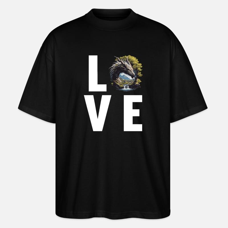 Drachen Drache - Stanley/Stella Oversized Unisex Bio T-Shirt Blaster 2.0 - Schwarz