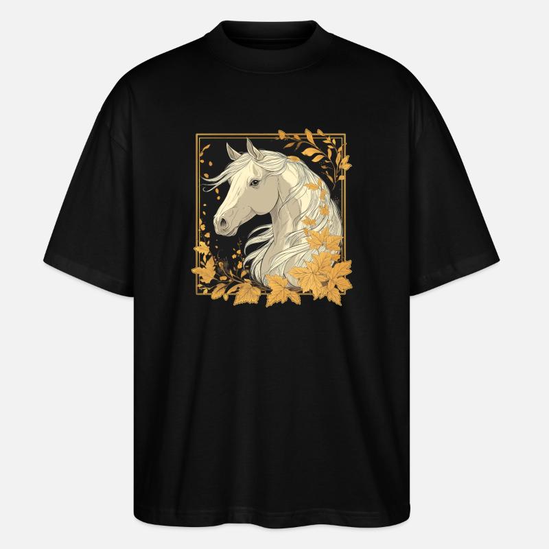 Pferd Herbst - Stanley/Stella Oversized Unisex Bio T-Shirt Blaster 2.0 - Schwarz