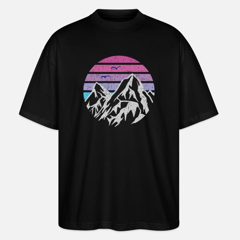Mountains Retro Sun - Stanley/Stella Oversized Unisex Organic T-shirt Blaster 2.0 - black