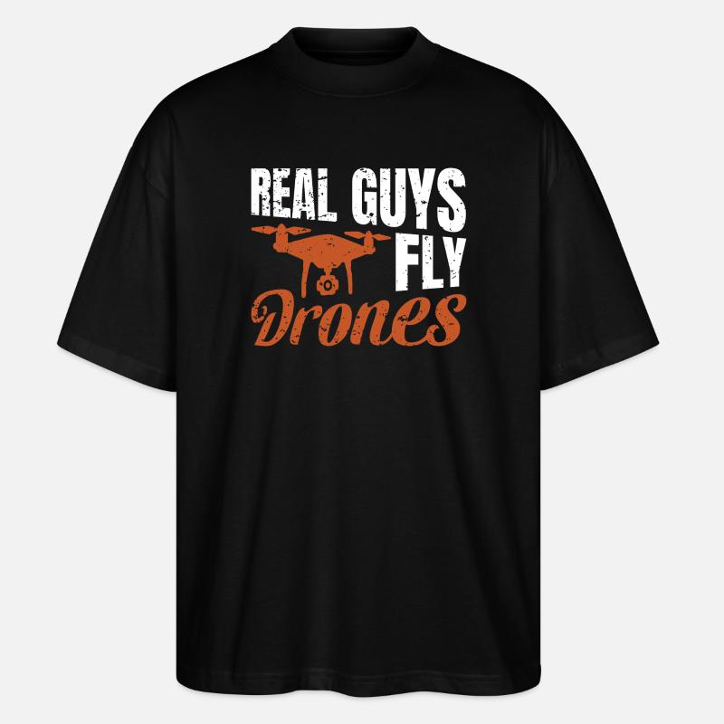 De vrais gars pilotent des drones - T-shirt bio Blaster 2.0 coupe oversize Stanley/Stella Unisexe - noir