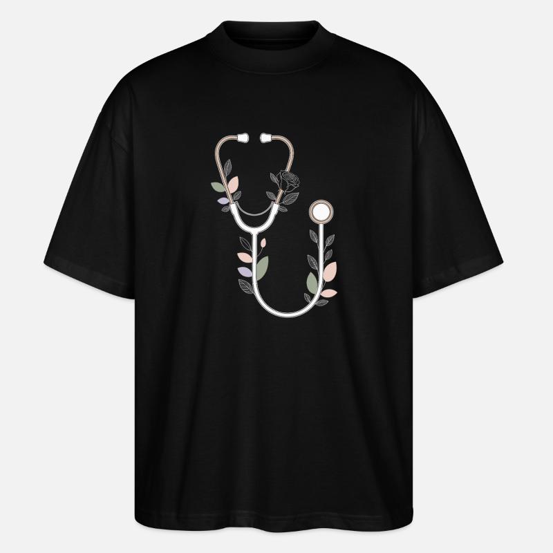 Blumenstethoskop Design - Stanley/Stella Oversized Unisex Bio T-Shirt Blaster 2.0 - Schwarz