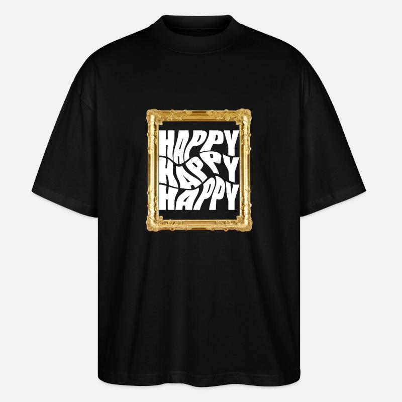 Lettrage rétro joyeux - T-shirt bio Blaster 2.0 coupe oversize Stanley/Stella Unisexe - noir