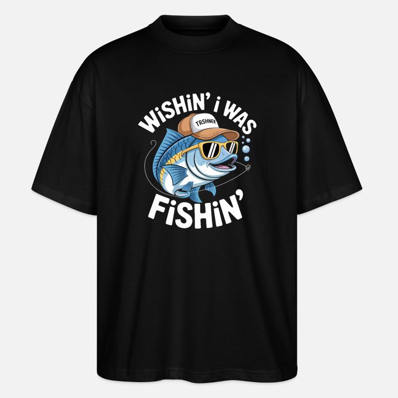 Humorvoller Fisch mit Surf-Accessoires - Stanley/Stella Oversized Unisex Bio T-Shirt Blaster 2.0 - Schwarz