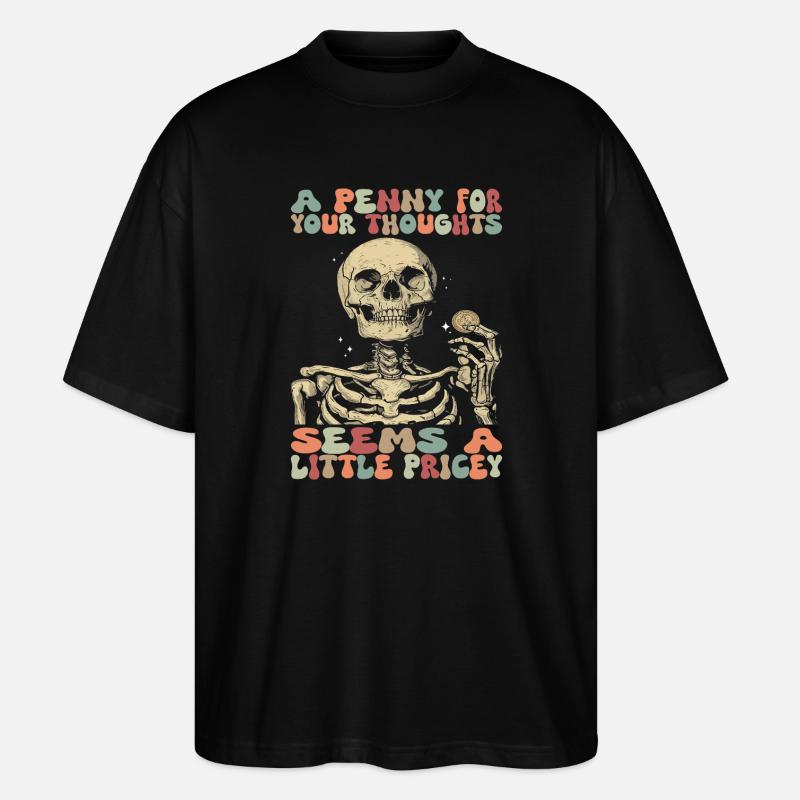 Sarkastisches Skelett Halloween Skull - Stanley/Stella Oversized Unisex Bio T-Shirt Blaster 2.0 - Schwarz