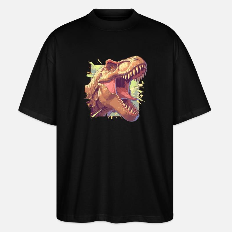 Dino Saurier Dinosaurier - Stanley/Stella Oversized Unisex Bio T-Shirt Blaster 2.0 - Schwarz