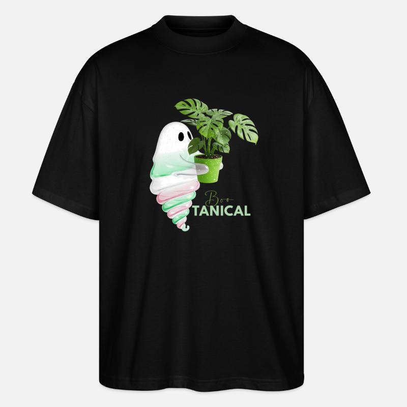 Monstera tropical et cônes brillants - T-shirt bio Blaster 2.0 coupe oversize Stanley/Stella Unisexe - noir
