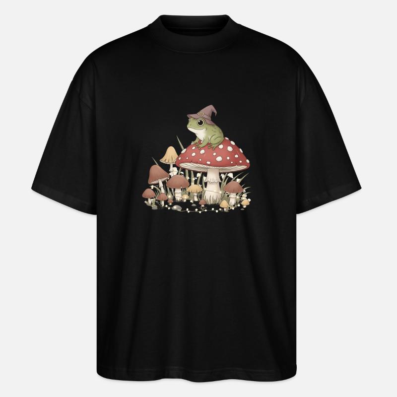 Mushroom-Zauberer mit Frosch - Stanley/Stella Oversized Unisex Bio T-Shirt Blaster 2.0 - Schwarz