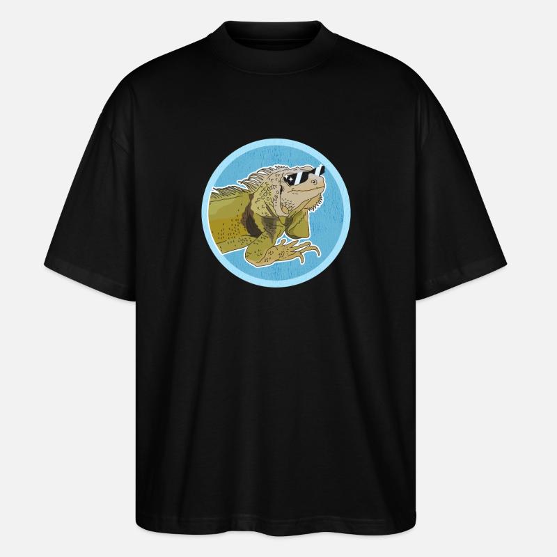 Leguan Eidechse Leguane Geschenke - Stanley/Stella Oversized Unisex Bio T-Shirt Blaster 2.0 - Schwarz