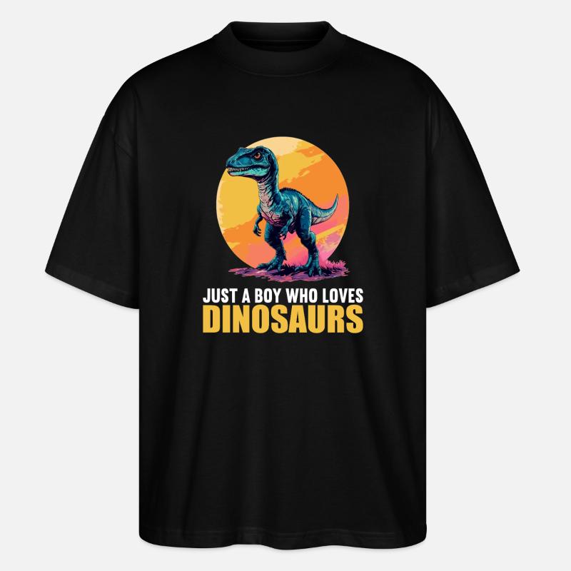 Dino Saurier Dinosaurier - Stanley/Stella Oversized Unisex Bio T-Shirt Blaster 2.0 - Schwarz