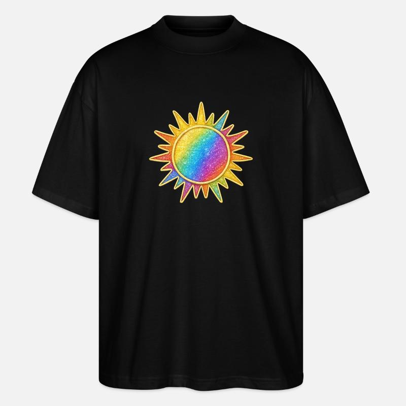 Lebendiges Regenbogen-Sunburst-Design - Stanley/Stella Oversized Unisex Bio T-Shirt Blaster 2.0 - Schwarz