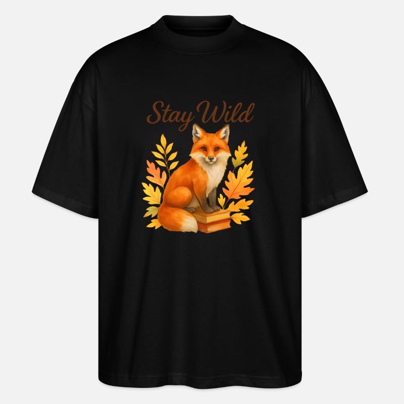  Stay Wild – Herbstlicher Fuchs - Stanley/Stella Oversized Unisex Bio T-Shirt Blaster 2.0 - Schwarz