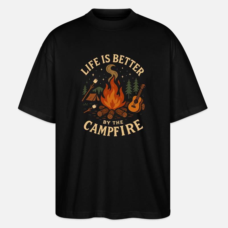 Life is better by the Campfire - Stanley/Stella Oversized Unisex Bio T-Shirt Blaster 2.0 - Schwarz