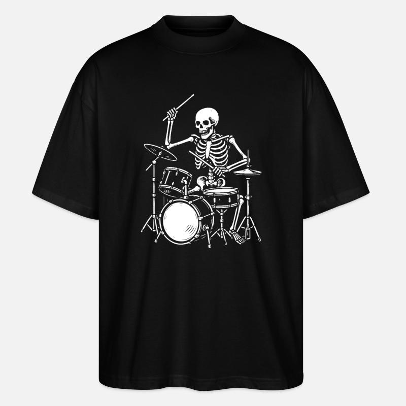 Squelette jouant de la batterie - T-shirt bio Blaster 2.0 coupe oversize Stanley/Stella Unisexe - noir