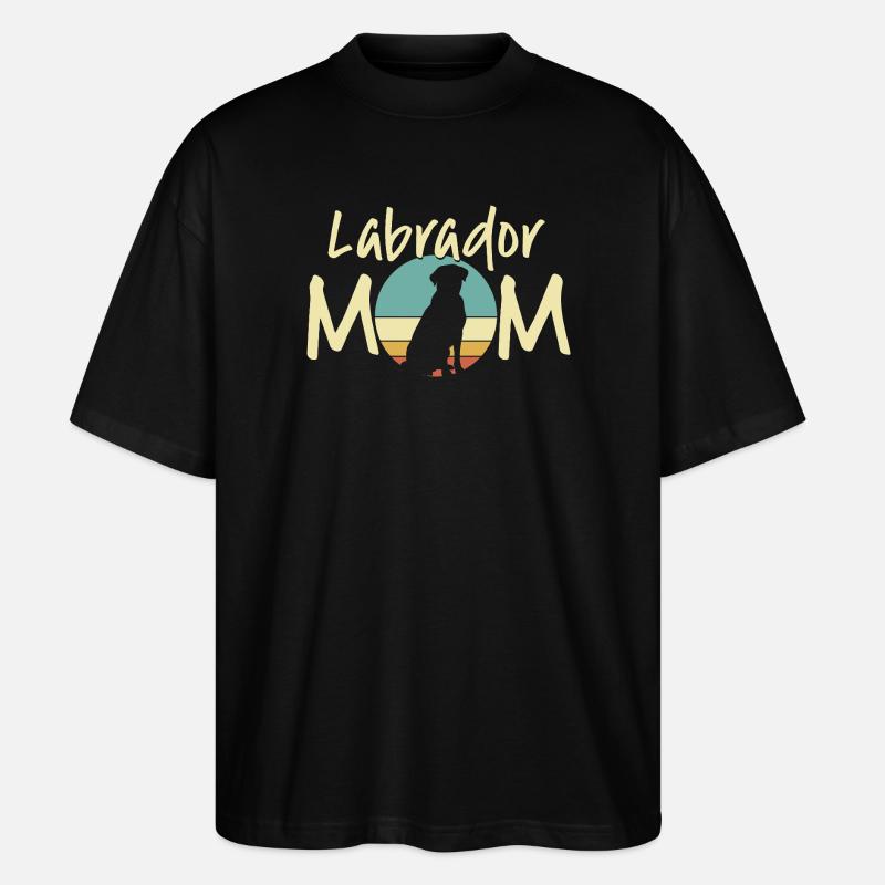 Labrador Mama Retro Sonnenuntergang Design - Stanley/Stella Oversized Unisex Bio T-Shirt Blaster 2.0 - Schwarz