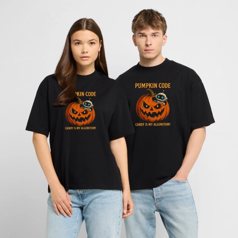 Pumpkin Code : Candy est mon algorithme ! T-shirt bio Blaster 2.0 coupe oversize Stanley/Stella Unisexe