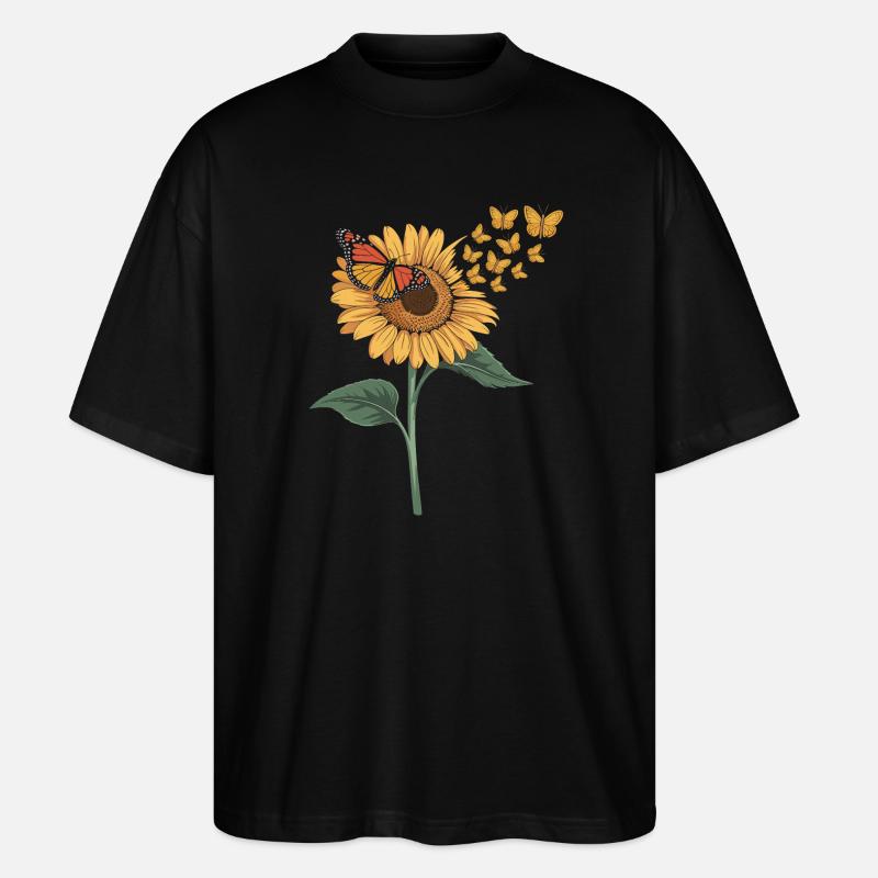 Papillon tournesol - T-shirt bio Blaster 2.0 coupe oversize Stanley/Stella Unisexe - noir