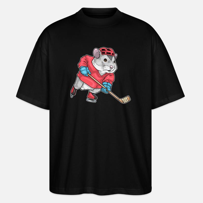 Hamster Eishockey Eishockeyschläger Sport - Stanley/Stella Oversized Unisex Bio T-Shirt Blaster 2.0 - Schwarz