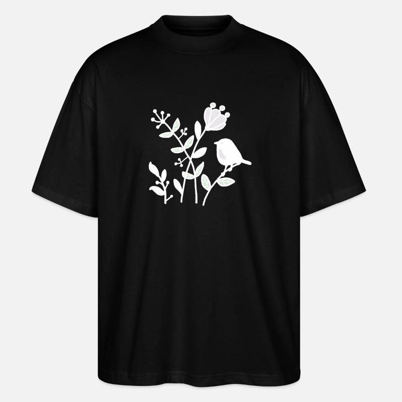 Natur_mit_Vogel_weiss - Stanley/Stella Oversized Unisex Bio T-Shirt Blaster 2.0 - Schwarz