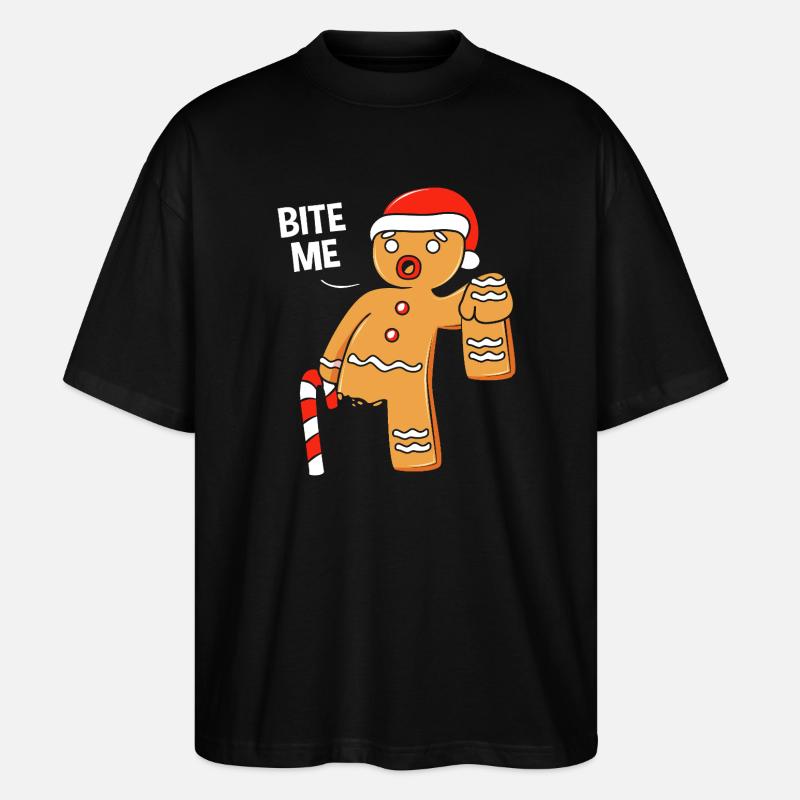 Lebkuchenmann Weihnachten Gingerbread Lebkuchen - Stanley/Stella Oversized Unisex Bio T-Shirt Blaster 2.0 - Schwarz