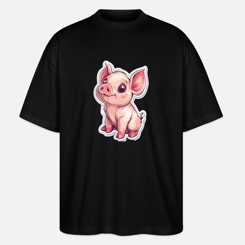 Schwein Ferkel - Stanley/Stella Oversized Unisex Bio T-Shirt Blaster 2.0 - Schwarz