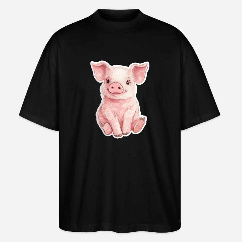 Schwein Ferkel - Stanley/Stella Oversized Unisex Bio T-Shirt Blaster 2.0 - Schwarz