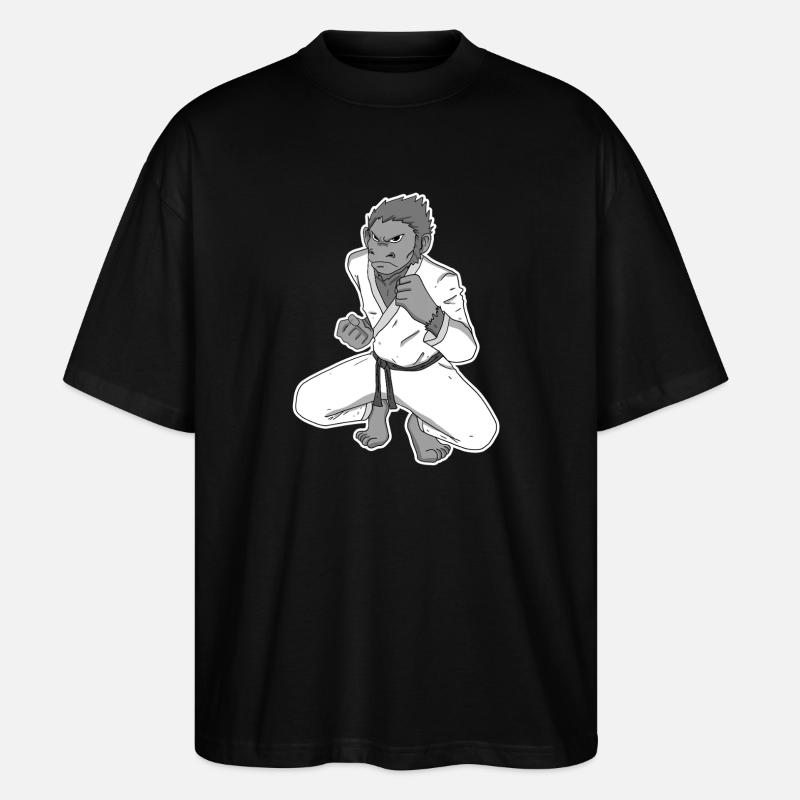 Starker Affe beim Karate - Stanley/Stella Oversized Unisex Bio T-Shirt Blaster 2.0 - Schwarz